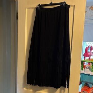 Chico's Black Maxi Skirt with Fringe